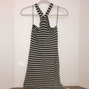 Topshop petite b&w bodycon halter mini dress, US 6